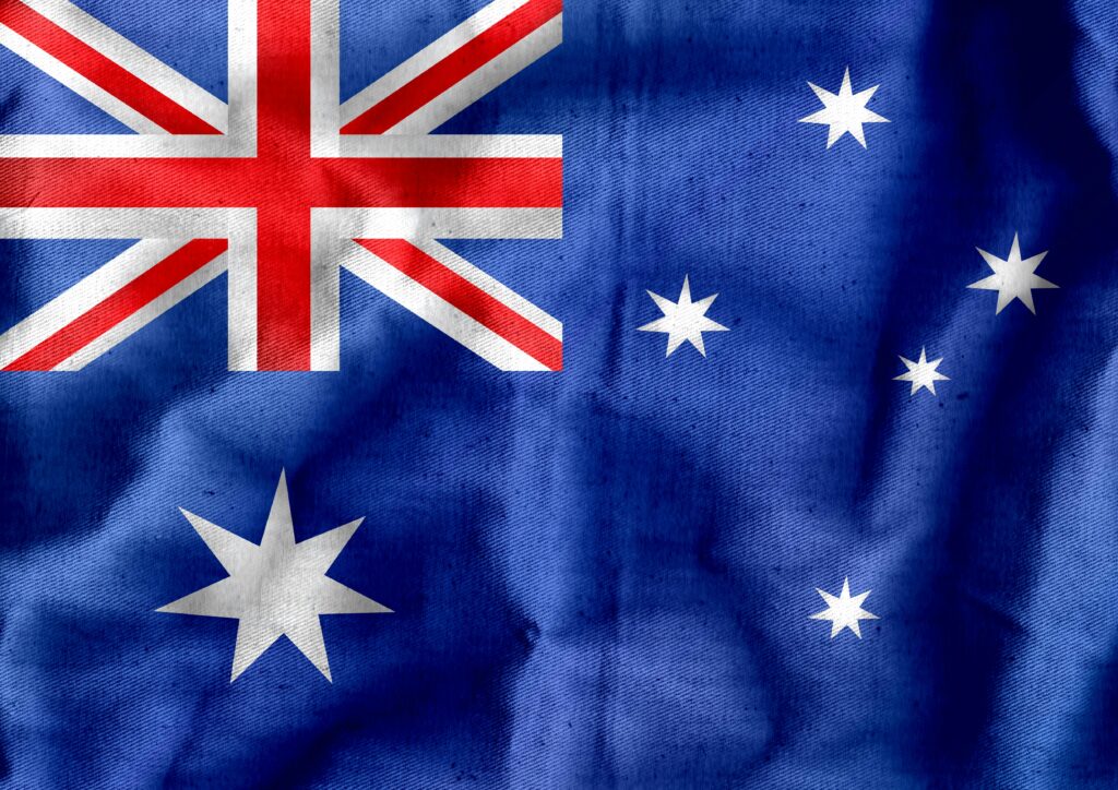 Vibrant detailed texture of the Australian flag with stars and Union Jack.